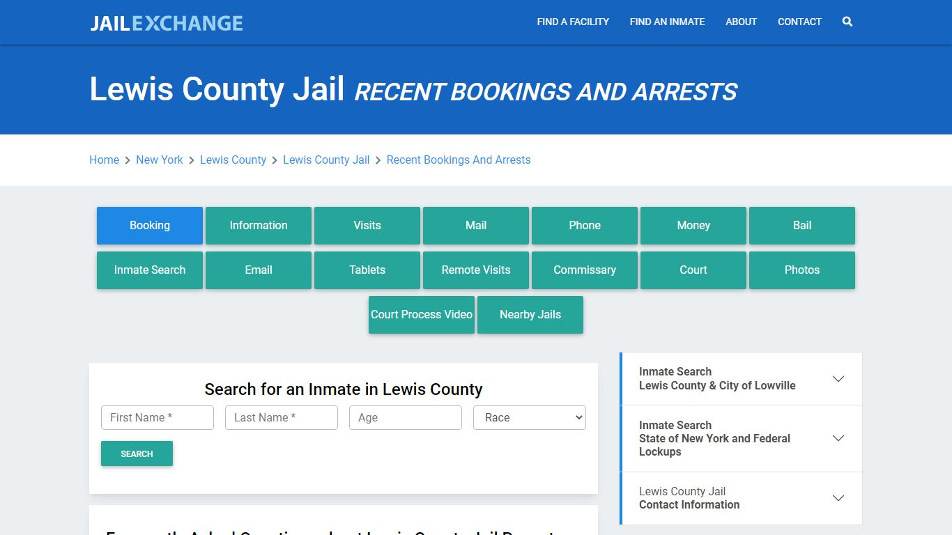 Lewis County Jail Recent Bookings And Arrests - Jail Exchange