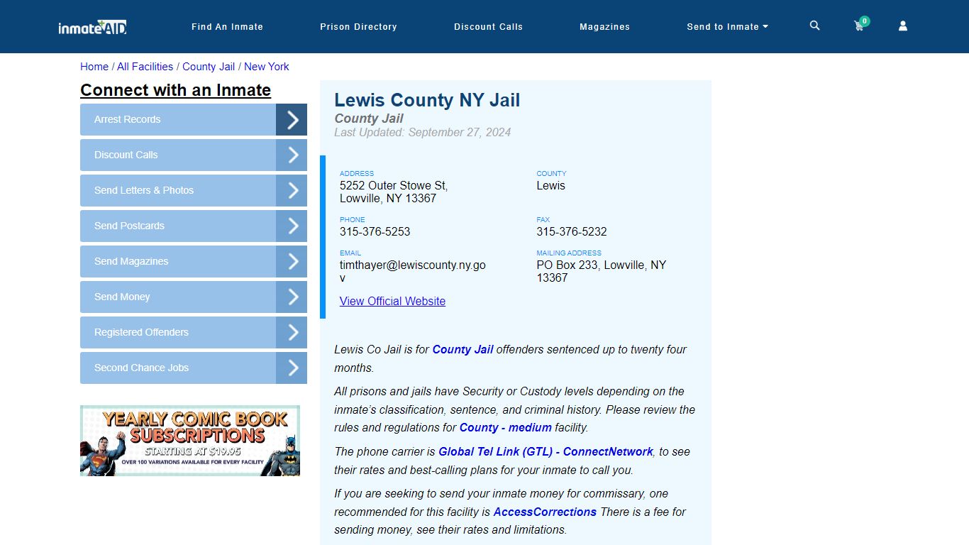 Lewis County NY Jail - Inmate Locator